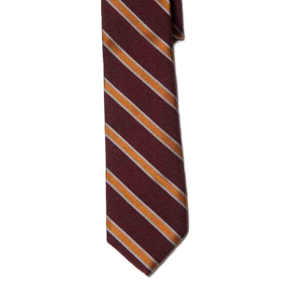 Robert Talbott Silk Tie Red Gray Gold Repp Stripe Handsewn Men's - Picture 1 of 1